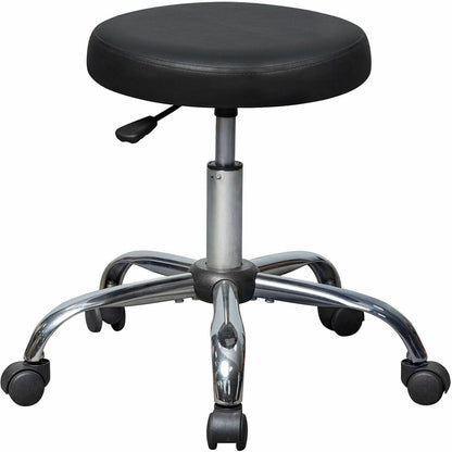 Lorell Backless Pneumatic-Lift Stool - Vinyl Seat Material - 5-star Base - Black - 1 Each