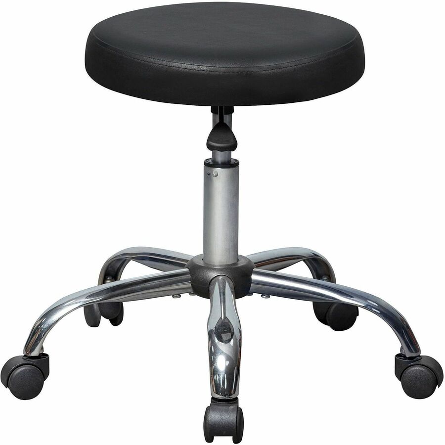 Lorell Backless Pneumatic-Lift Stool - Vinyl Seat Material - 5-star Base - Black - 1 Each