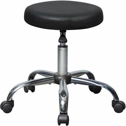 Lorell Backless Pneumatic-Lift Stool - Vinyl Seat Material - 5-star Base - Black - 1 Each