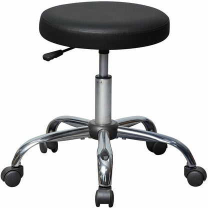 Lorell Backless Pneumatic-Lift Stool - Vinyl Seat Material - 5-star Base - Black - 1 Each