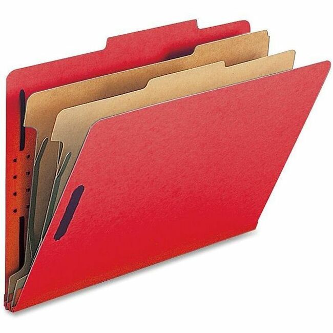 Nature Saver Legal Recycled Classification Folder - 8 1/2" x 14" - 2" for Folder - 2 Divider - 25 pt. - Bright Red - 100