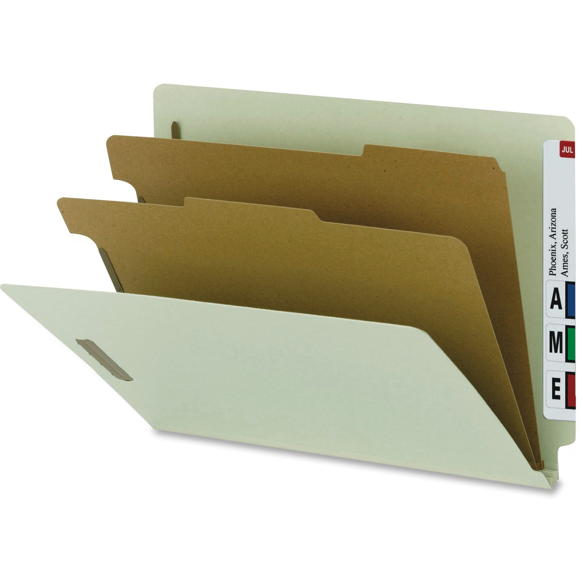 Nature Saver Letter Recycled Classification Folder - 8 1/2" x 11" - 2 Fastener - 2" for Folder - 2 Divider - 25 pt. - Gr