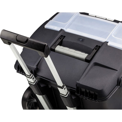 Storex Premium File Cart - Telescopic Handle - Steel, Plastic - 15" Length x 16.37" Width x 17" Depth - Black - 1 Each
