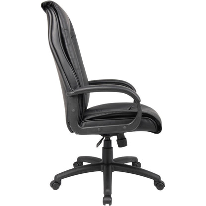 Boss B7601 High Back Executive Chair - Black Seat Color - Leather Seat Material - Black Frame Color - 5-star Base - 1 Ea