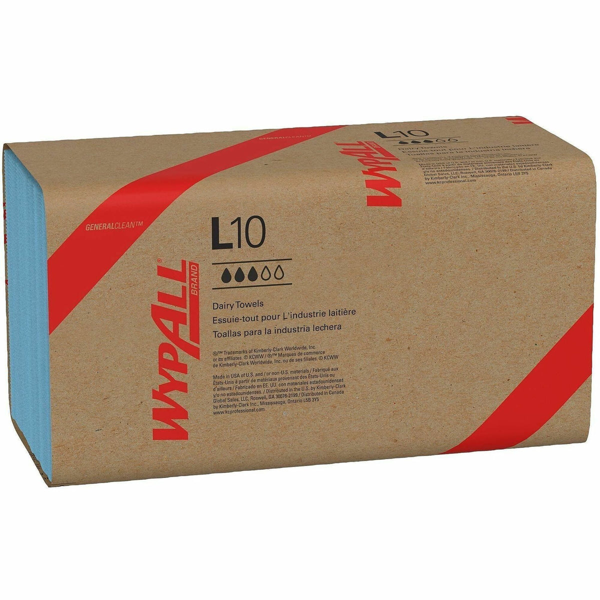 Wypall L10 Disposable Towels Windshield Wipe - 2 Ply - 9.30" Width x 10.25" Length - Blue - 140/Pack - 1 Carton