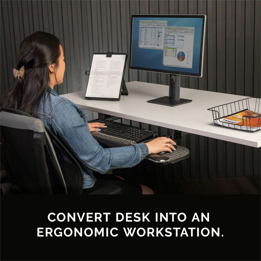 Fellowes Office Suites Underdesk Keyboard Drawer - 2.3" Height x 22" Width x 11.6" Depth - Black - 1 Each