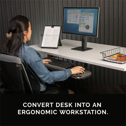 Fellowes Office Suites Underdesk Keyboard Drawer - 2.3" Height x 22" Width x 11.6" Depth - Black - 1 Each