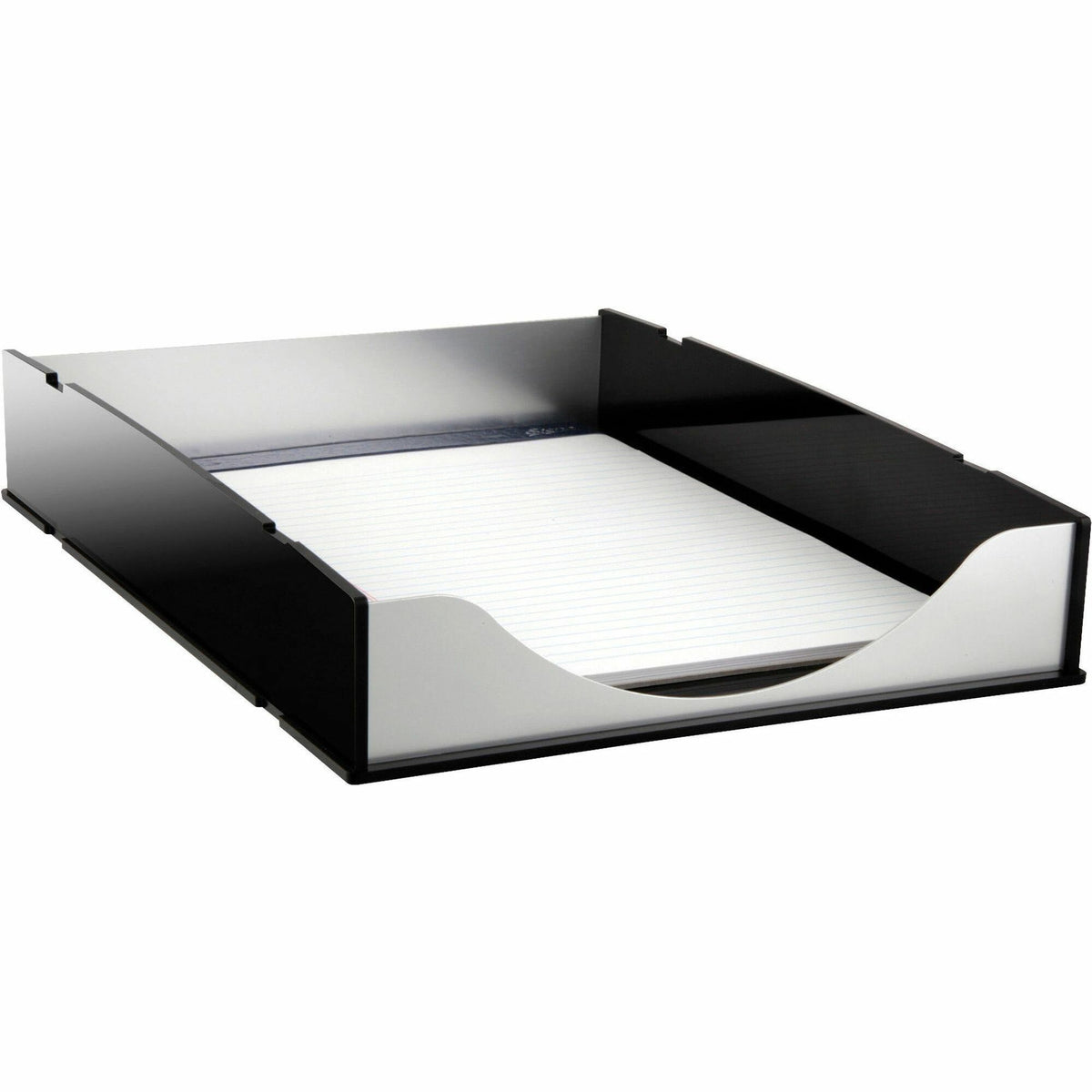 Kantek Letter Tray - 2.25" Height x 10.25" Width x 13.50" Depth - Desktop - Stackable - Black, Silver - Acrylic, Aluminu