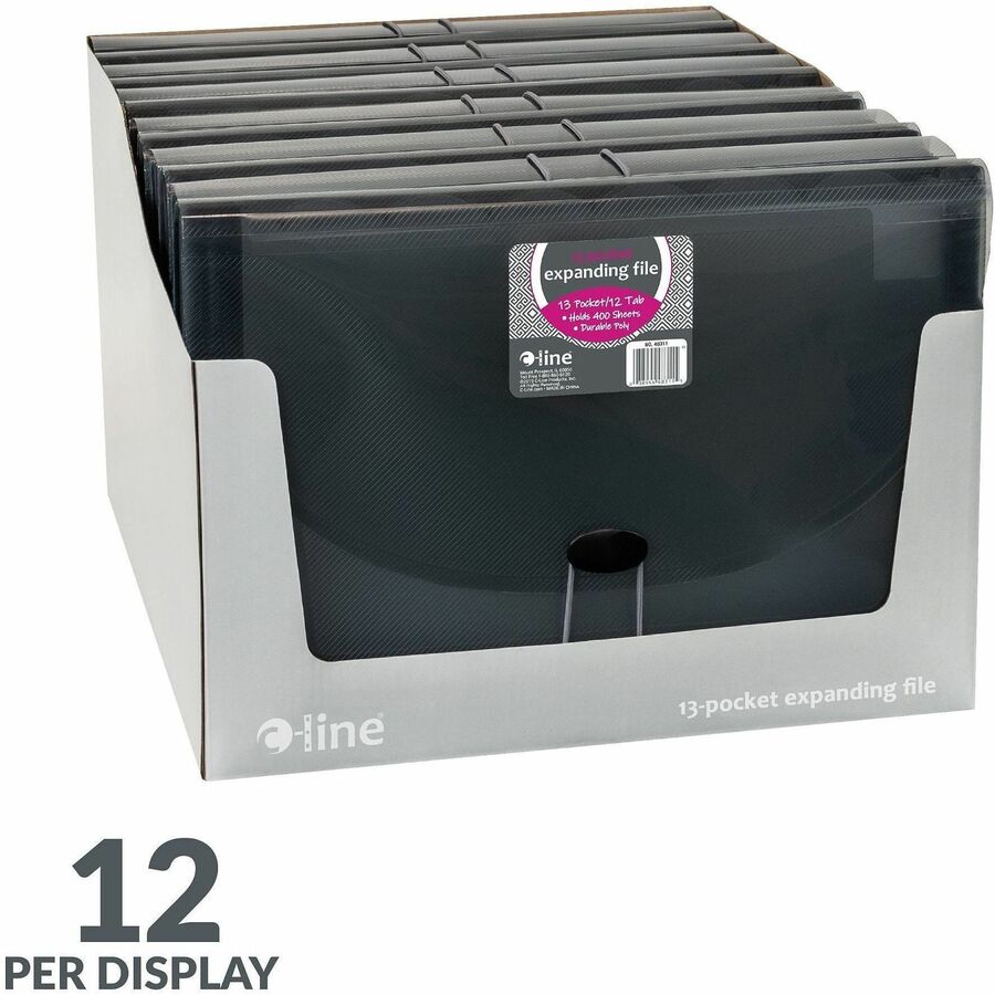 C-Line 48311 Letter Expanding File - 8 1/2" x 11" - 13 Pocket - Polypropylene - Smoke - Acid-free, Non-toxic, Button Clo