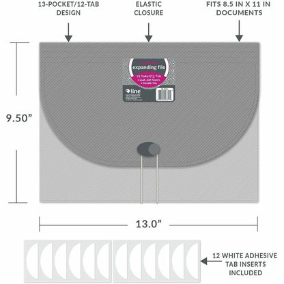 C-Line 48311 Letter Expanding File - 8 1/2" x 11" - 13 Pocket - Polypropylene - Smoke - Acid-free, Non-toxic, Button Clo