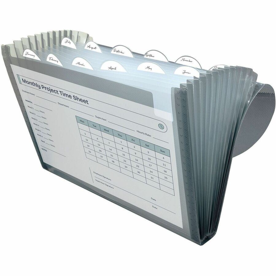 C-Line 48311 Letter Expanding File - 8 1/2" x 11" - 13 Pocket - Polypropylene - Smoke - Acid-free, Non-toxic, Button Clo