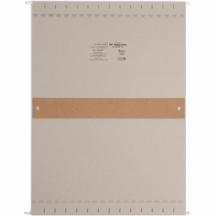 Smead TUFF Legal Recycled Hanging Folder - 8 1/2" x 14" - 2" Expansion - Top Tab Location - 14 pt. - Steel Gray - Tear R