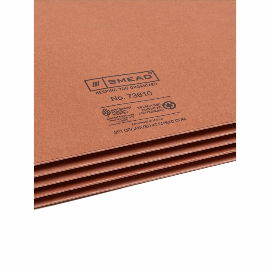 Smead Straight Tab Cut Letter Recycled File Pocket - 8 1/2" x 11" - 3 1/2" Expansion - 2 Plys - Redrope - Tear Resistant