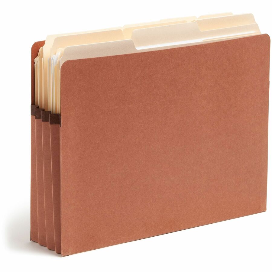 Smead Straight Tab Cut Letter Recycled File Pocket - 8 1/2" x 11" - 3 1/2" Expansion - 2 Plys - Redrope - Tear Resistant