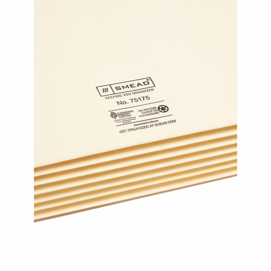Smead Letter Recycled File Pocket - 8 1/2" x 11" - 5 1/4" Expansion - 2 Plys - Manila - Reinforced Tab, Tear Resistant G