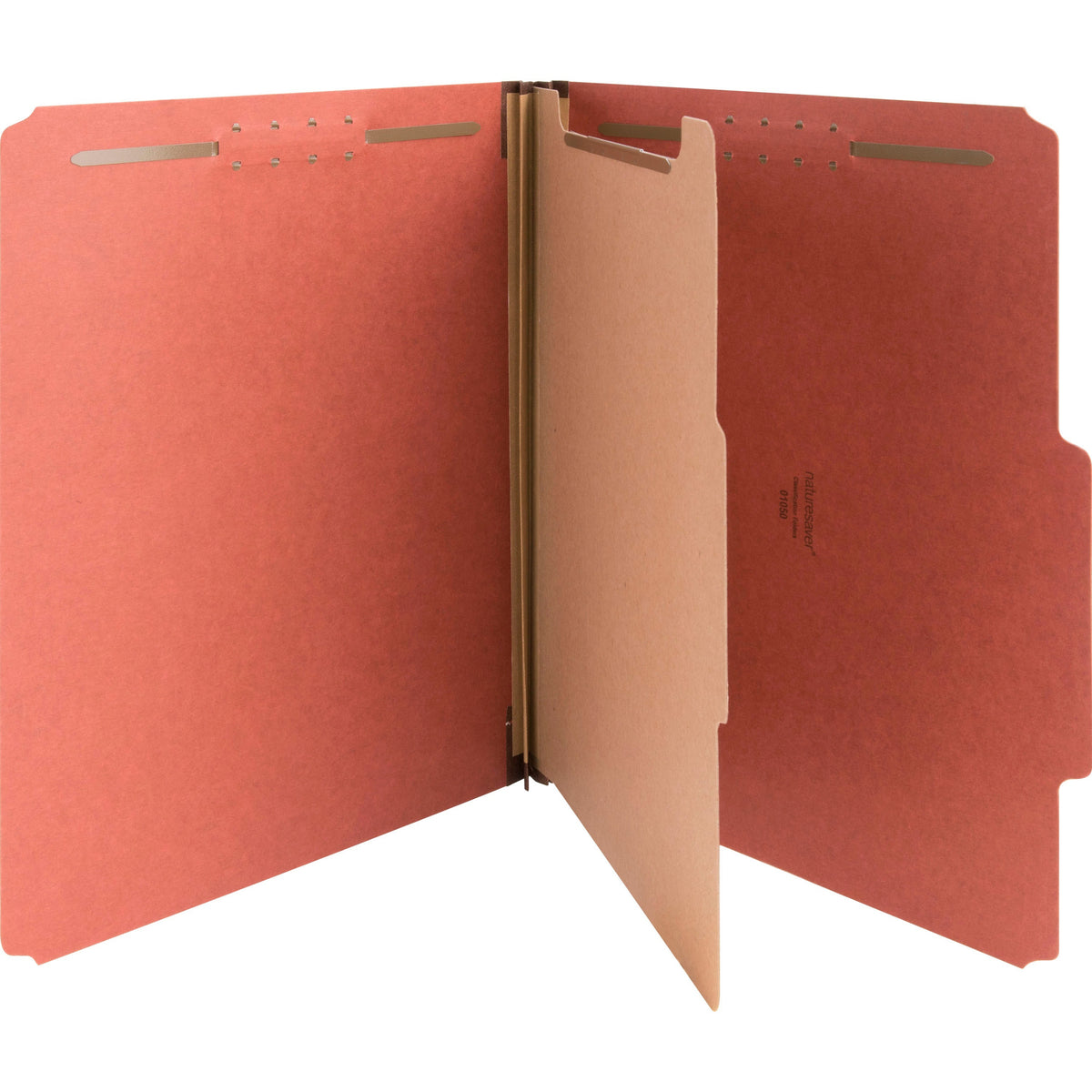 Nature Saver 2/5 Tab Cut Letter Recycled Classification Folder - 8 1/2" x 11" - 4 Fastener - 2" for Folder, 1" for Divid