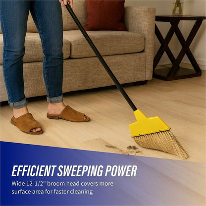 Genuine Joe Angle Broom - Polyvinyl Chloride (PVC) Bristle - 47" Handle Length - 54.5" Overall Length - Steel Handle - Y