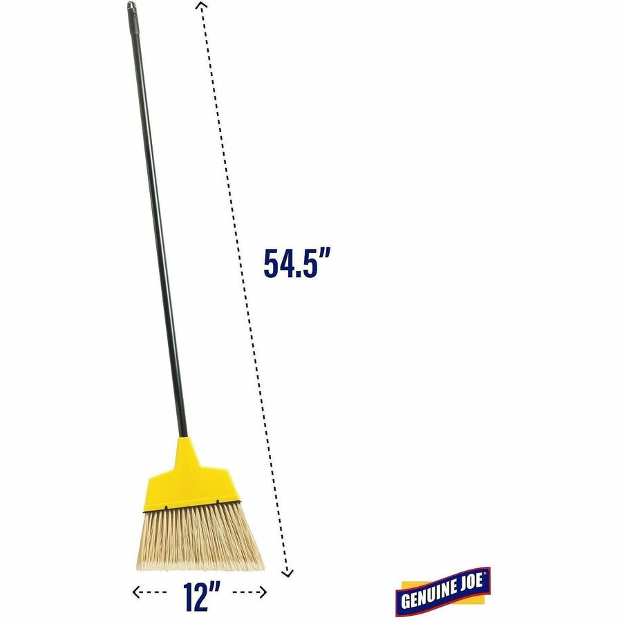 Genuine Joe Angle Broom - Polyvinyl Chloride (PVC) Bristle - 47" Handle Length - 54.5" Overall Length - Steel Handle - Y