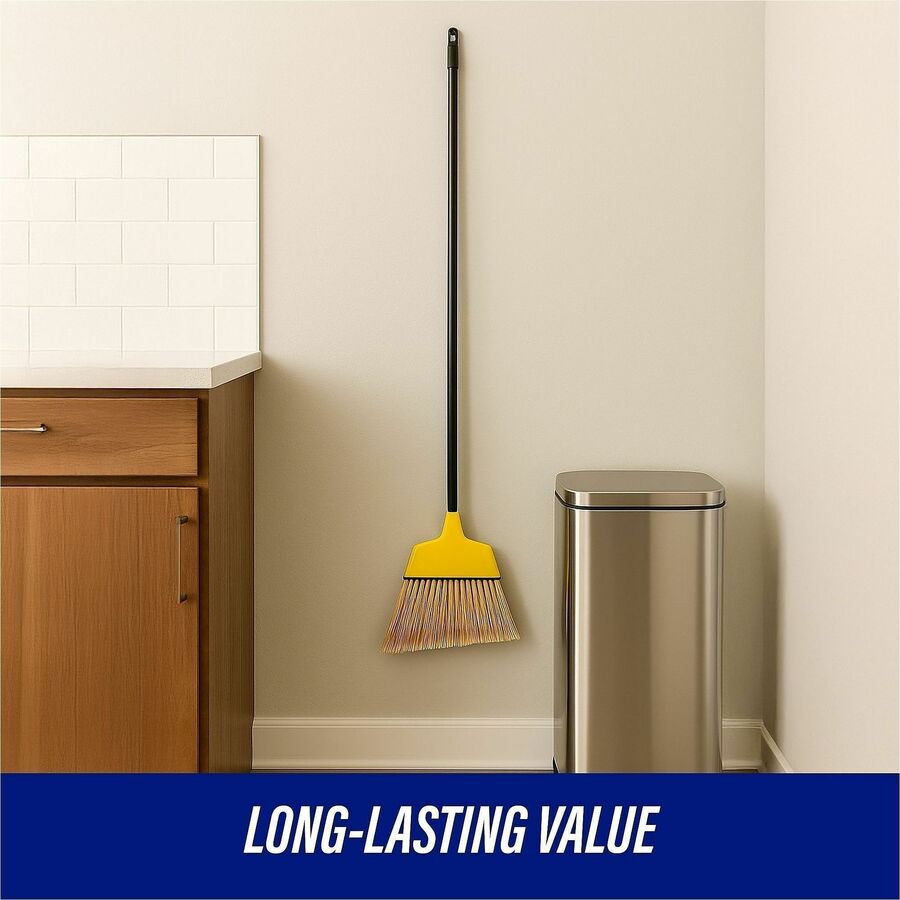 Genuine Joe Angle Broom - Polyvinyl Chloride (PVC) Bristle - 47" Handle Length - 54.5" Overall Length - Steel Handle - Y