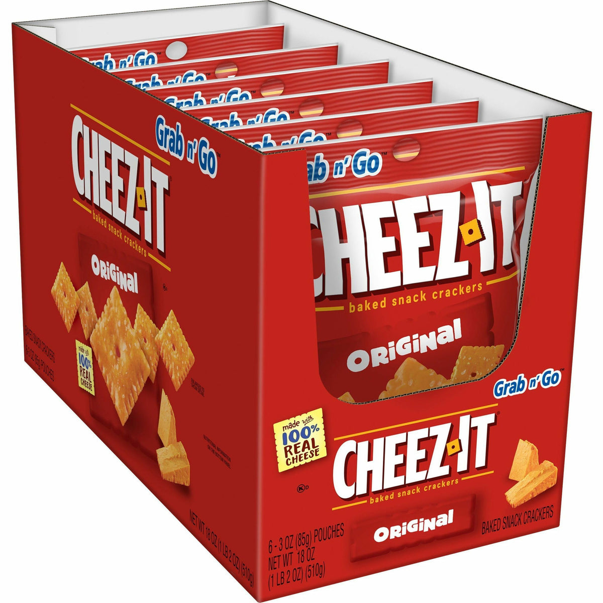 Cheez-It Cheez-It Baked Snack Crackers - Original - 1 Serving Pouch - 3 oz - 6 / Box