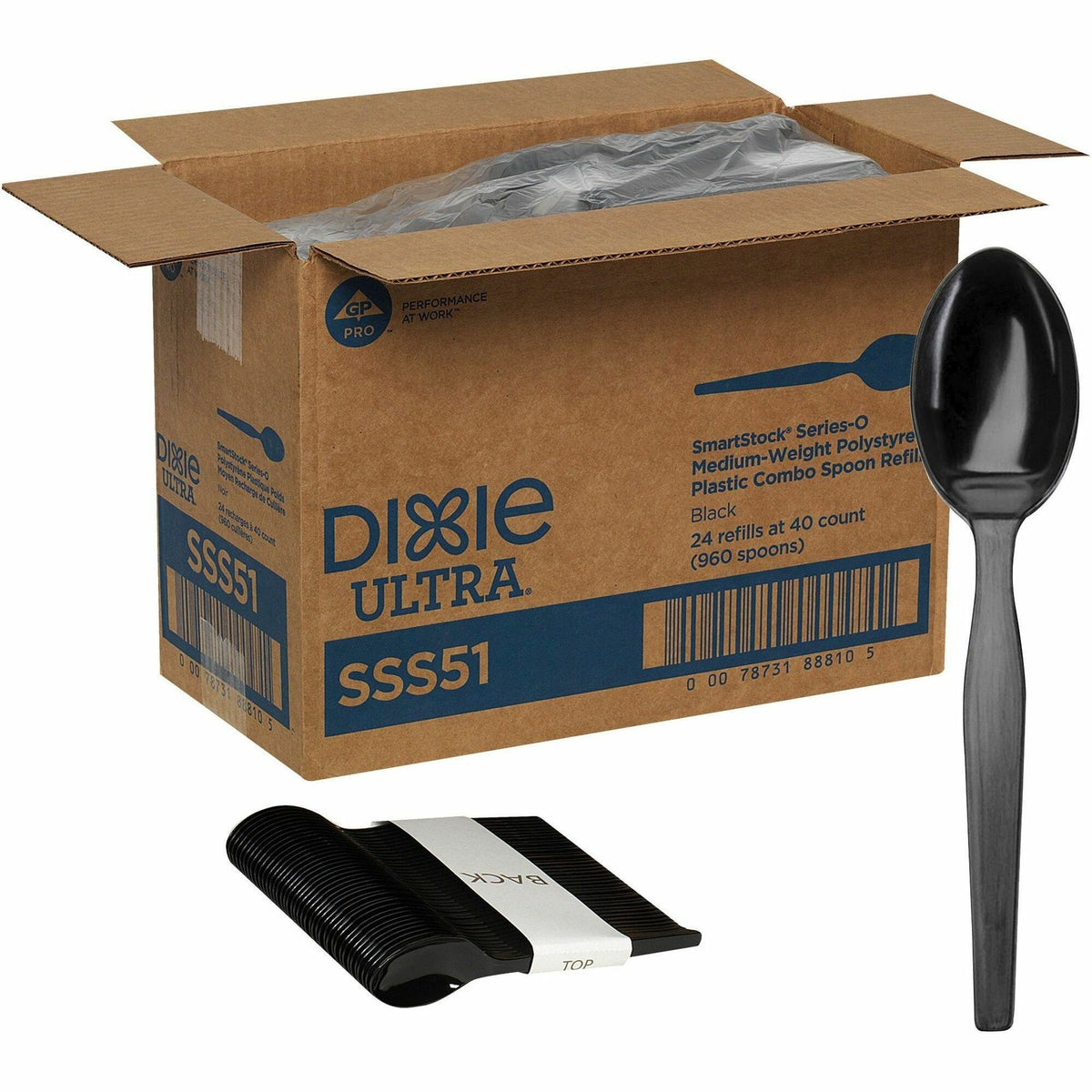 GP Pro Dixie Ultra Smartstock Series-O Medium-weight Combo Spoon Refill - Spoon - 1 x Spoon - Polystyrene - Black - 40/P