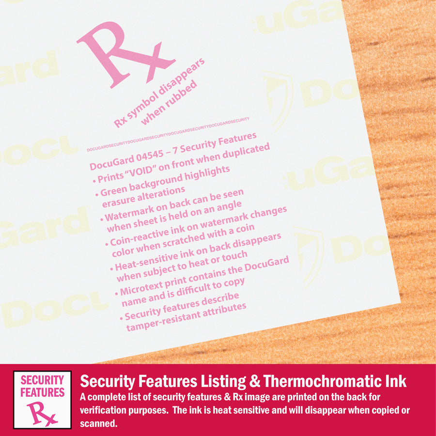 DocuGard Advanced Medical Security Paper - Letter - 8 1/2" x 11" - 24 lb Basis Weight - Tamper Resistant, Watermarked, C