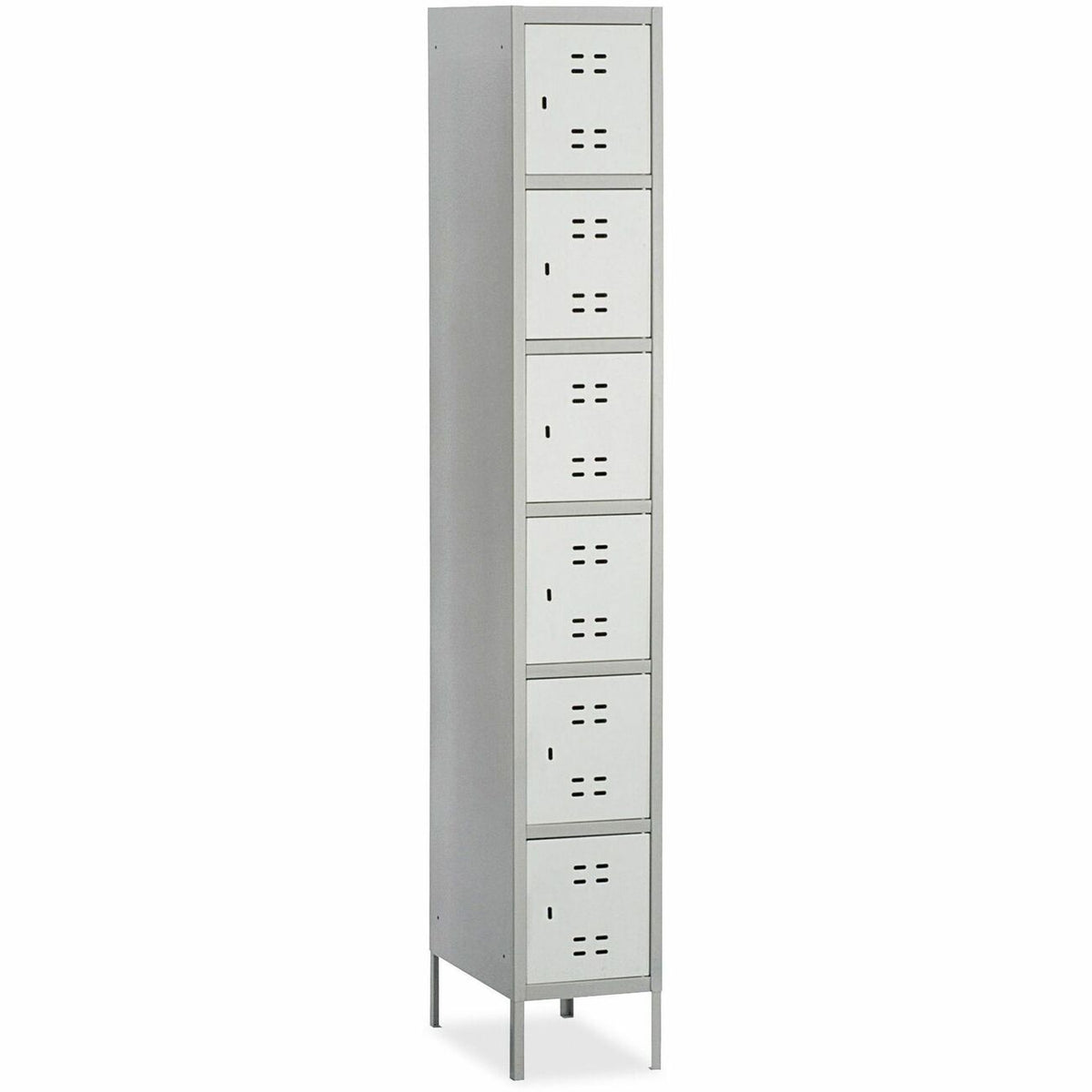 Safco Six-Tier Two-tone Box Locker with Legs - 18" Width x 12" Depth x 78" Height - Recessed Locking Handle - Gray - Ste