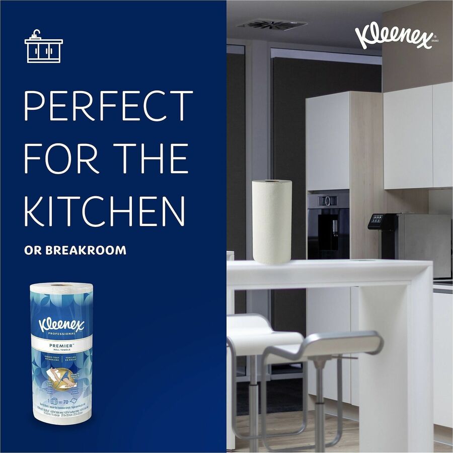 Kleenex Premier Kitchen Paper Towels - 1 Ply - 10.40" Width x 11" Length - 70 Sheets/Roll - White - 24 / Carton