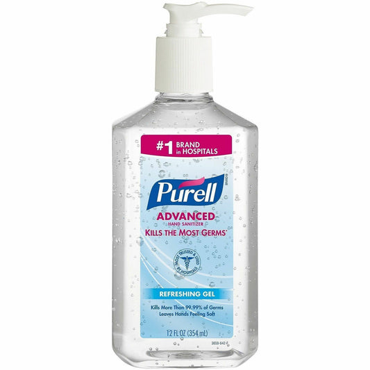 PURELL® Advanced Hand Sanitizer Gel - Clean Scent - 12 fl oz - Pump Bottle Dispenser - Kill Germs - Multipurpose - Moist