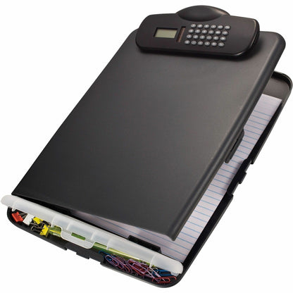 Officemate Slim Clipboard Storage Box with Calculator - 10" x 14 1/2" Sheet Size - 1 Each