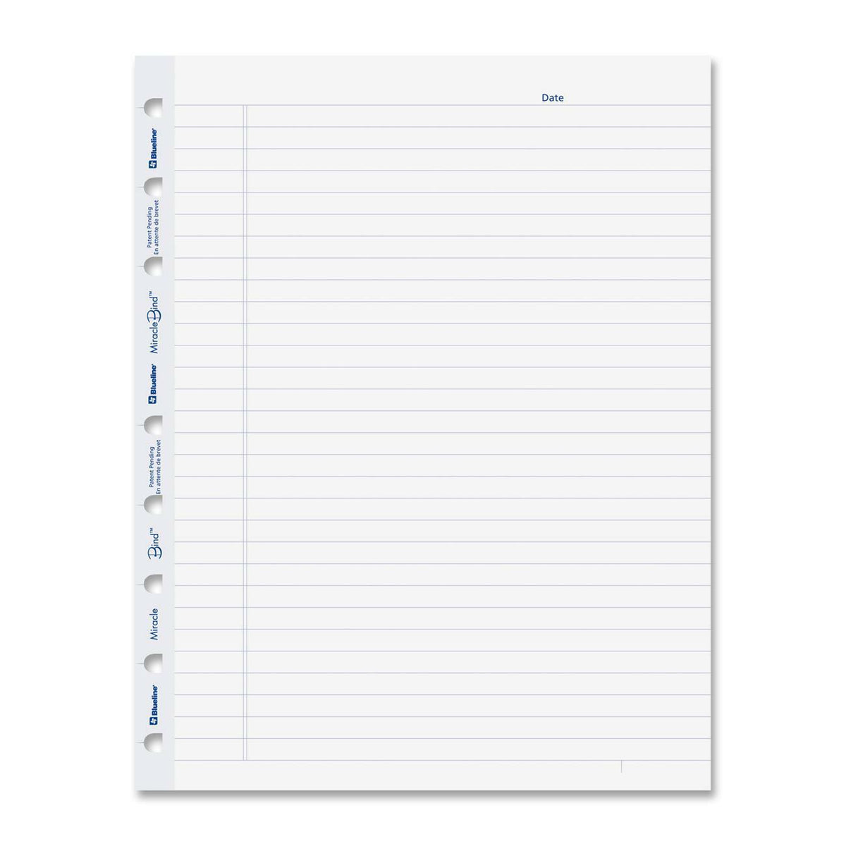 Blueline MiracleBind Notebook Refill Pages - 50 Sheets - 100 Pages - Ruled Margin - 9 1/4" x 7 1/4" Sheet Size - White P
