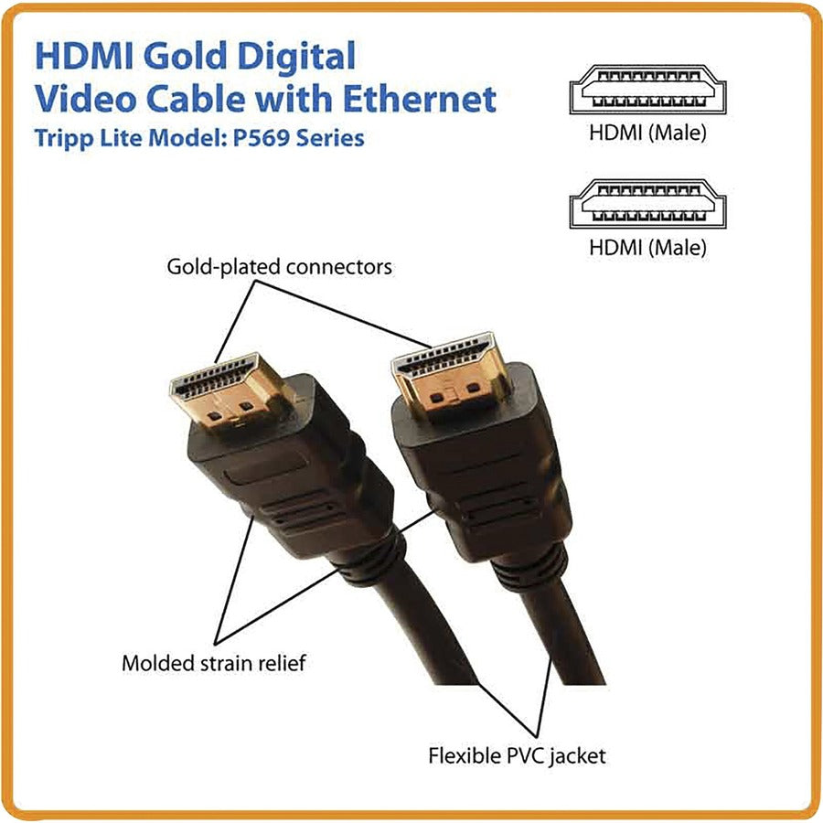 Tripp Lite series P569-003 High Speed HDMI Cable with Ethernet - 3 ft HDMI A/V Cable - First End: 1 x HDMI Digital Audio