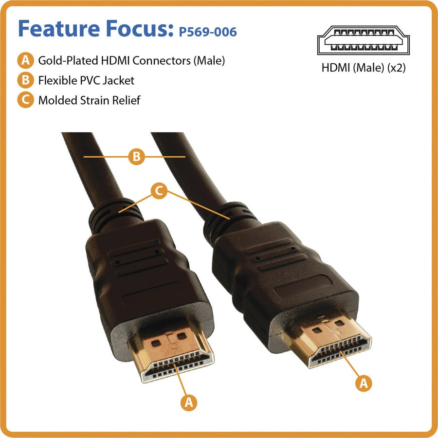 Tripp Lite series P569-016 High Speed HDMI Cable with Ethernet - 16 ft HDMI A/V Cable - First End: 1 x HDMI Digital Audi
