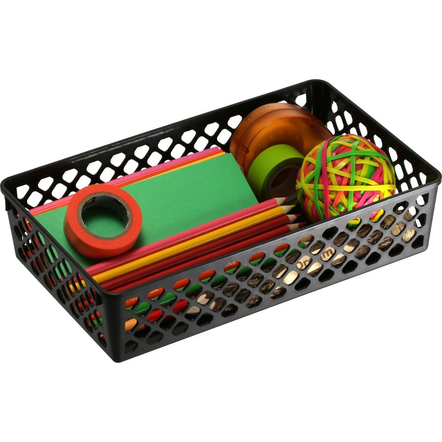 Officemate Supply Baskets - 2.4" Height x 10.1" Width x 6.1" Depth - Black - Plastic