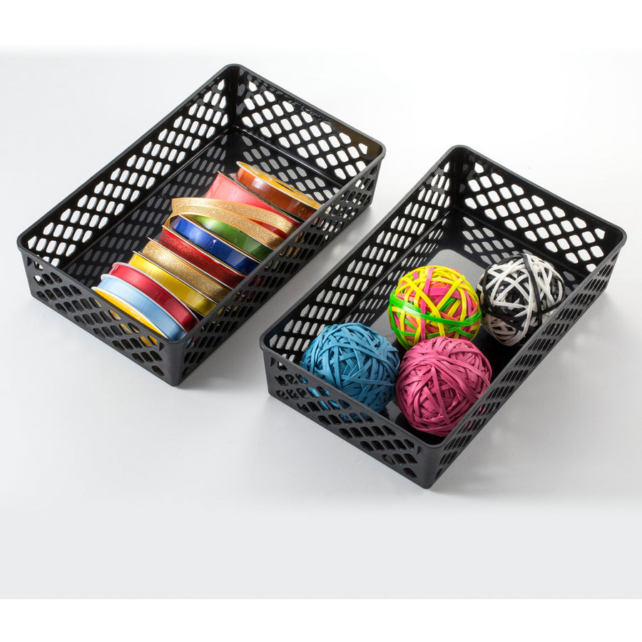 Officemate Supply Baskets - 2.4" Height x 10.1" Width x 6.1" Depth - Black - Plastic