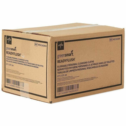 Medline ReadyFlush Biodegradable Flushable Wipes - 8" Width x 10" Length - White - Cloth, Fiber, Cloth Fiber - 24 / Cart