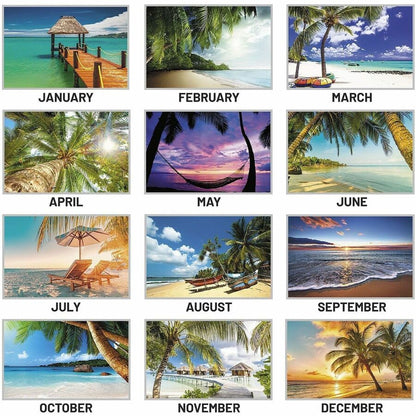 At-A-Glance Tropical Escape Wall Calendar - Medium - Julian Dates - Monthly - 12 Month - January 2027 to December 2027 -