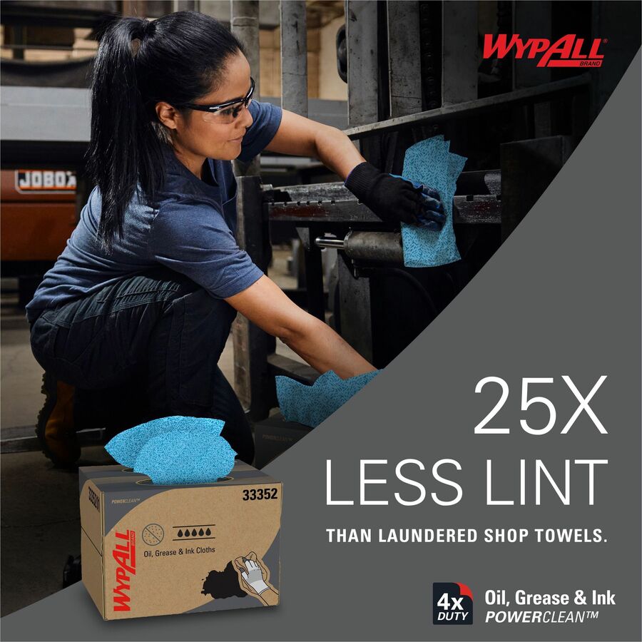 Wypall Oil, Grease & Ink Quarterfold Disposable Cloths - For Industry, Industrial Manufacturing, Oil/Gas - 1 Carton