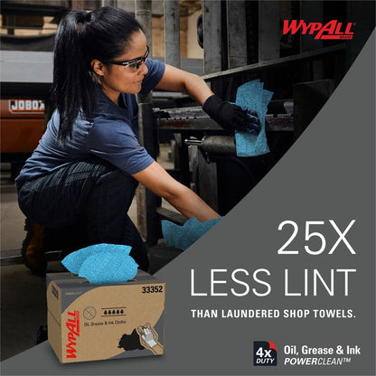 Wypall Oil, Grease & Ink Quarterfold Disposable Cloths - For Industry, Industrial Manufacturing, Oil/Gas - 1 Carton
