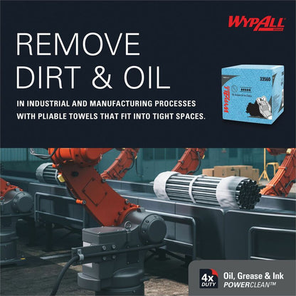 Wypall Oil, Grease & Ink Quarterfold Disposable Cloths - For Industry, Industrial Manufacturing, Oil/Gas - 1 Carton