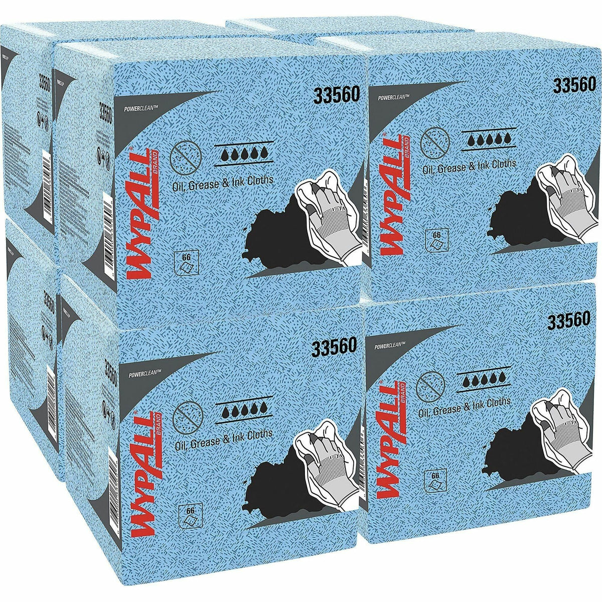 Wypall Oil, Grease & Ink Quarterfold Disposable Cloths - For Industry, Industrial Manufacturing, Oil/Gas - 1 Carton
