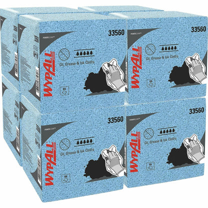 Wypall Oil, Grease & Ink Quarterfold Disposable Cloths - For Industry, Industrial Manufacturing, Oil/Gas - 1 Carton