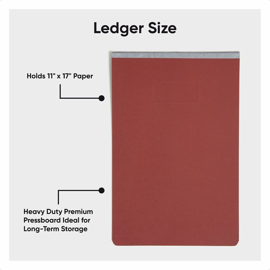 Smead Recycled Report Cover - 3" Folder Capacity - 11" x 17" - 3" Expansion - 1 Fastener - 25 pt. - Pressboard - Red - 1