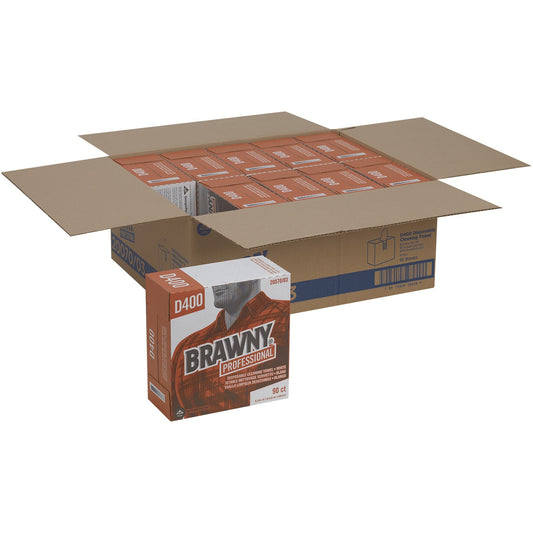 Brawny® Professional D400 Disposable Cleaning Towels - 16.10" Width x 9.20" Length - White - 90/Box - 10 / Carton