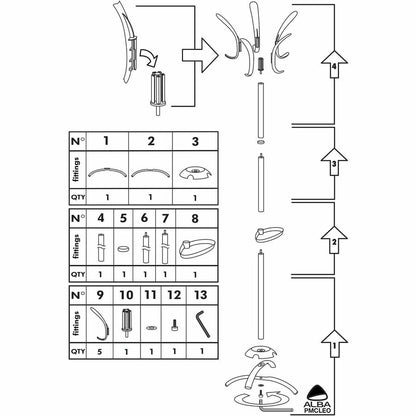Alba Black Coat Stand - 10 Pegs - 68.9" Height x 19.7" Width - for Coat, Umbrella, Clothes - Metal - Black - Powder Coat
