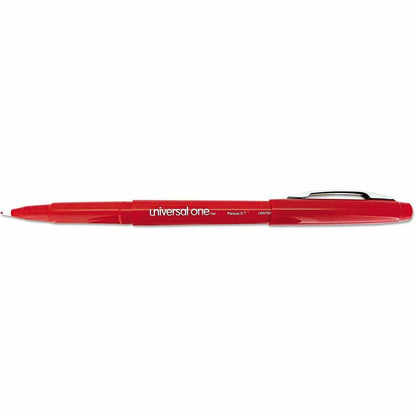 Universal Porous Point Pen, Stick, Medium 0.7 mm, Red Ink, Red Barrel, Dozen - 0.7 mm Medium Bullet Pen Point - Red Ink 