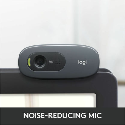 Logitech C270 Webcam - 30 fps - Black - USB 2.0 - 1 Each - 3 Megapixel Interpolated - 1280 x 720 Video - Fixed Focus - 5