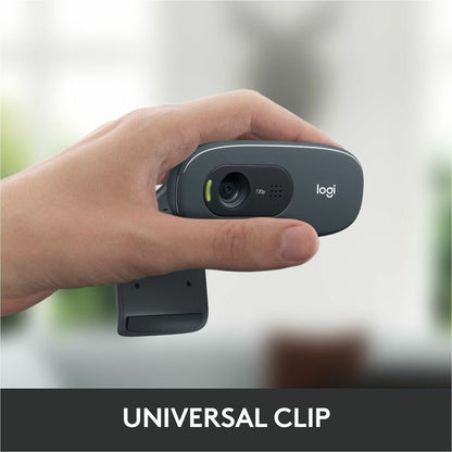 Logitech C270 Webcam - 30 fps - Black - USB 2.0 - 1 Each - 3 Megapixel Interpolated - 1280 x 720 Video - Fixed Focus - 5