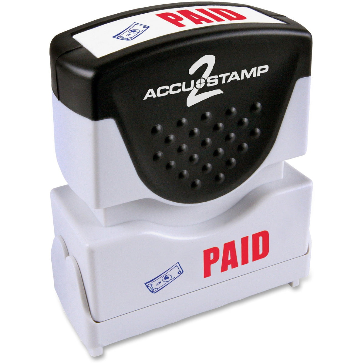 COSCO 2-Color Shutter Stamp - Message Stamp - PAID - 0.50" Impression Width - 20000 Impression(s) - Red, Blue - Rubber, 