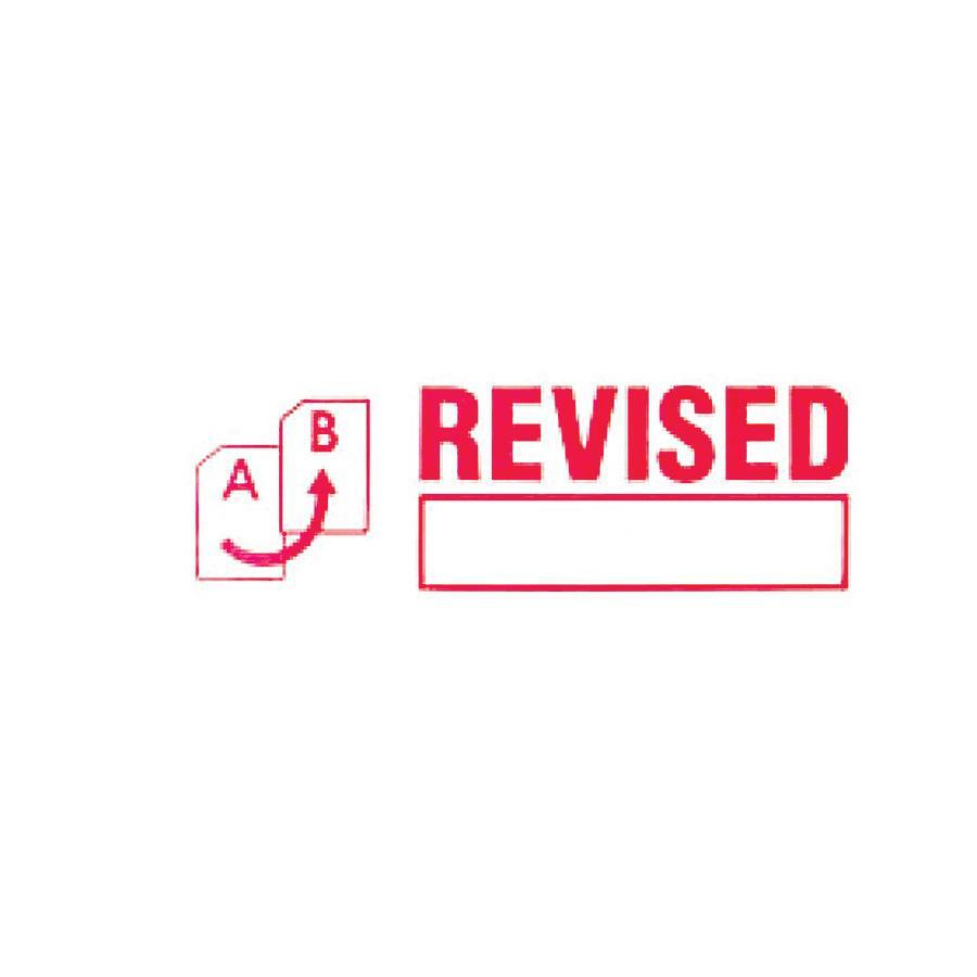 COSCO Shutter Stamp - Message Stamp - REVISED - 0.50" Impression Width - 20000 Impression(s) - Red - Rubber, Plastic - 1